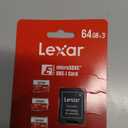 Lexar E-Series 64GB Micro SD Card 3 Pack, microSDXC UHS-I Flash Memory Card with Adapter, 100MB/s, C10, U3, A1, V30, Full HD, 4K UHD, High Speed TF Card
