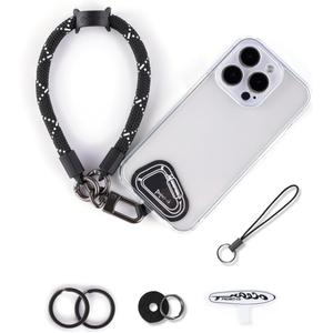 Projectcb Hand Wrist Phone Strap,Phone Lanyard Patch ×2,Cell Phone Case Holder,Wristlet Strap for Key,AirPods,Camera (Blackshadow, 12inch)