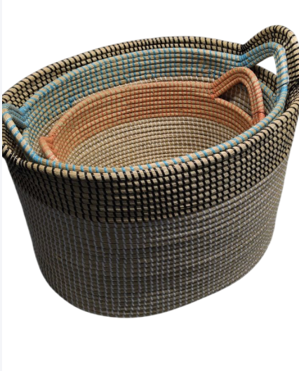 3-Piece Woven Basket Set, Sizes 16 × 21 In, 14 In, And 12.5 In. Great For Organizing Blankets, Toys, Laundry, And Home Essentials. Durable, Stylish, And Perfect For Any Room