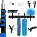 Duster with Extension Pole (20 FT Reach), Light Bulb Changer for High Ceilings & 3-12FT Extension Pole Duster Cleaning Kit, Fan Duster/Cobweb Duster/Window Washing Kit for High Windows, Interior Roof