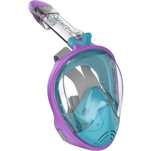 G2RISE Full Face Snorkel Mask Adults Snorkeling Set Gear for Kids with Detachable Camera Mount, Safe Breathing, Anti Fog Anti Leak (X-Small, Purple Blue)