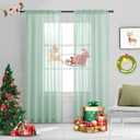 Christmas Mint Green Semi Sheer Curtains 84 Inches Long Faux Linen Mint Green Sheers Rod Pocket for Bedroom Living Room Girls Kids Room 2 Panels Xmas 52x84