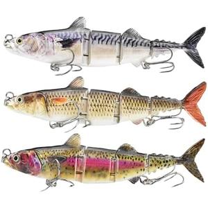 UOZAZE Fishing Lures Swim Bait Freshwater and Saltwater, Glide Bait for bass, Trout Lifelike Jointed swimbait for Bass, ‎Slow Sinking Bass Fishing Lure, Gifts for Men, Trout Lures, Fishing Stuff,Set of 3