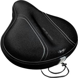 X WING Bike Seat Cushion, Gel Padded Bicycle Seat Cover for Men & Women Comfort, Ultra-Soft Saddle Cushion, Wide Bike Seat Cover Fits with Peloton, Exercise, Stationary, Indoor Outdoor (12" x 11")