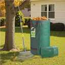 HIRALIY Rake for Leaves, 25 Tines 18 Inch Wide Metal Rake, 32 Gallon Leaf Bag and Leaf Scoop, 3-in-1 Garden Rakes Set for Yard Lawn Shrub Gardening Grass Clippings Bush Twigs Debris, Green