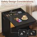Yusong LED Night Stand with Gun Drawer, Bedside Table with Charging Station, Sofa Couch End Side Table with with 2 Drawers ＆Open Shelf for Bedroom, Black