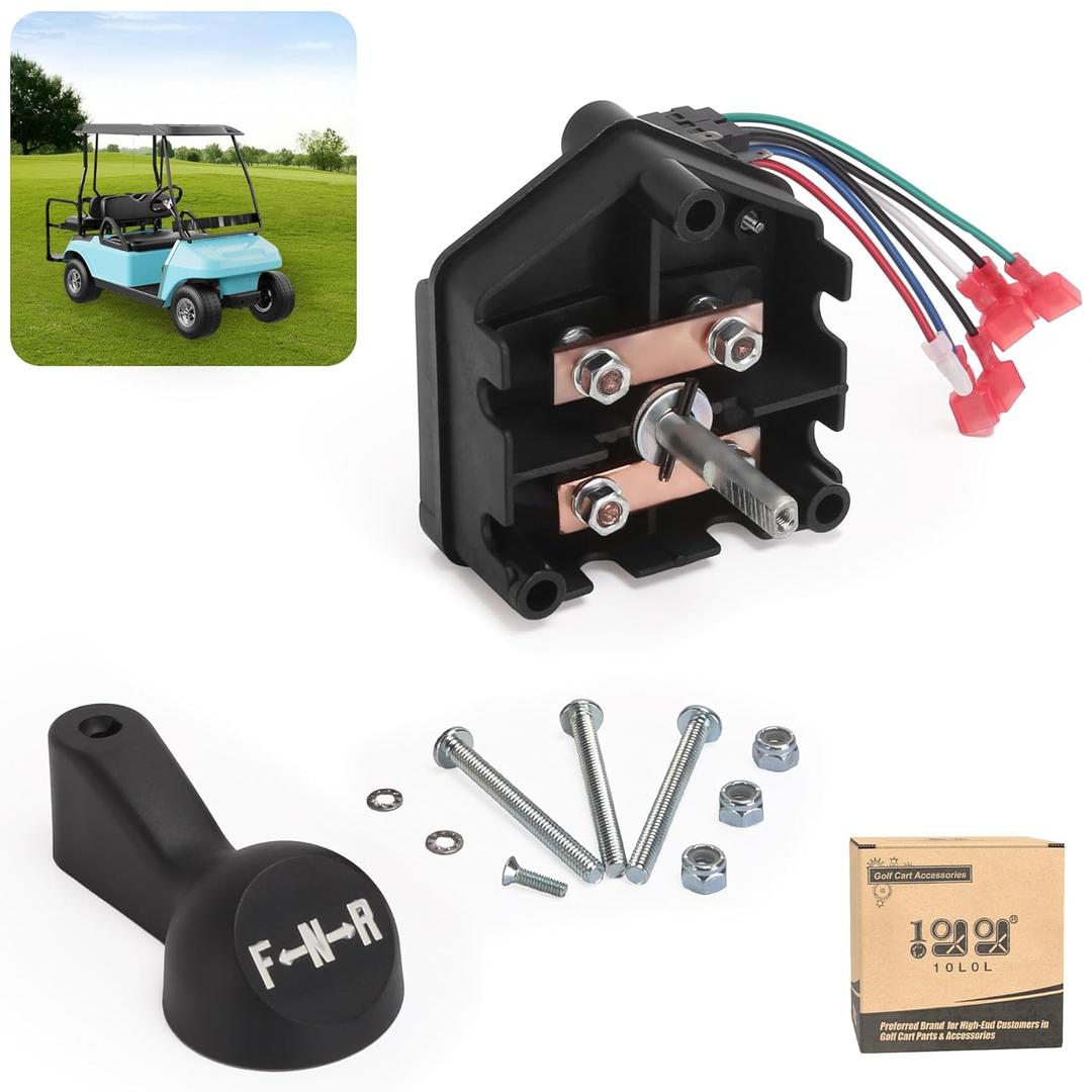 Heavy Duty Golf Cart Forward and Reverse Switch Assembly with Shift Handle for 48V Club Car DS 1996-up, ABS Copper Material, Replace OEM 101753005, 1012987