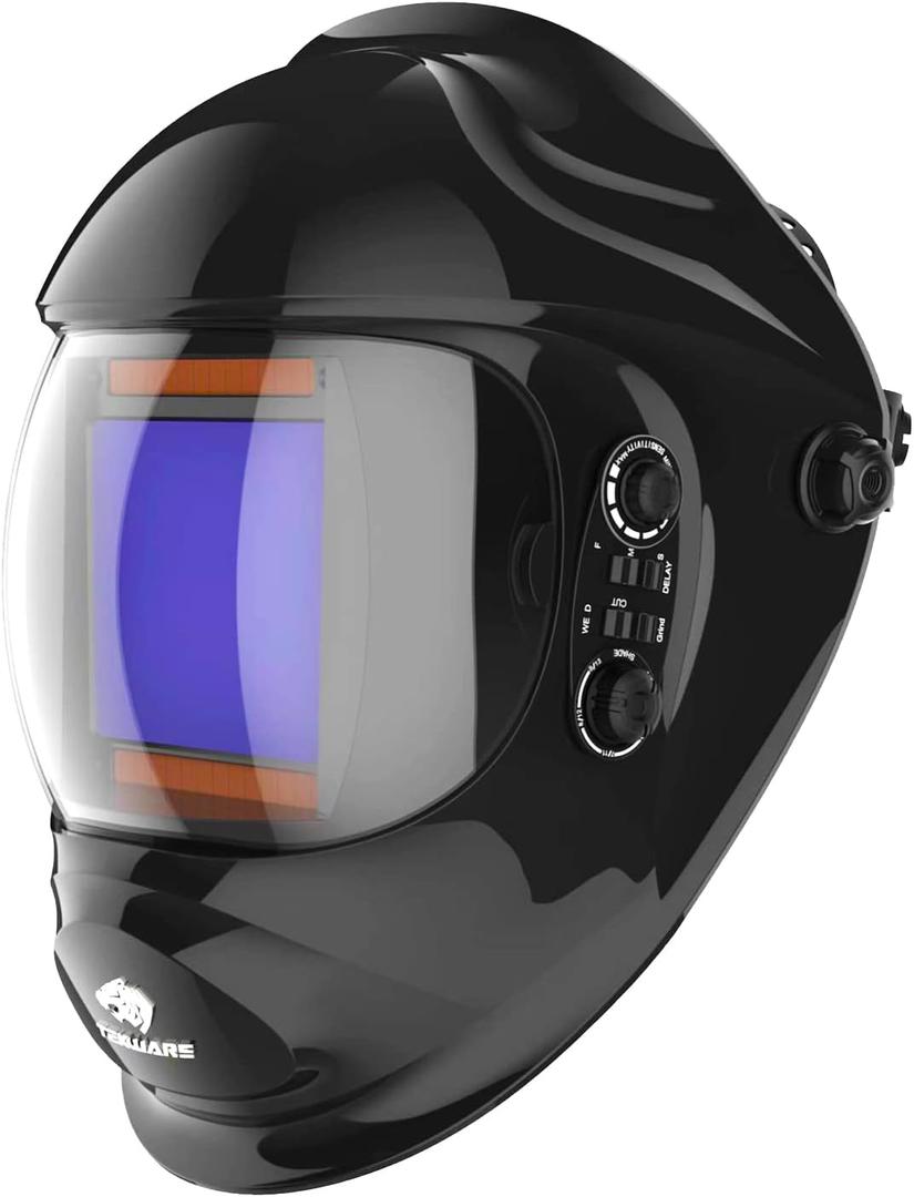 TEKWARE Large Viewing True Color Solar Powered Auto Darkening Welding Helmet, 4 Arc Sensor Wide Shade Range 4/5-9/9-13 Welder Mask for Mig Tig Arc Grinding Plasma(Eclipse)