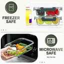 KOMUEE 10 Packs 30 oz Glass Meal Prep Containers,Glass Food Storage Containers with Lids,Airtight Lunch Bento Boxes,Microwave,Freezer and Dishwasher,Gray