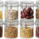 ODBCYWM 10oz Glass Food Storage Jars with Airtight Lids, Set of 8  Clear Preserving Seal Wire Clip Fastening Canisters for Kitchen Canning, Flour, Cereal, Pasta, Sugar, Beans, Pickling Jars (10oz8)