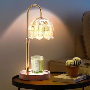 GEEZO Fragrance Candle Warmer LampElectric Candle Warmer with Timer & DimmerMom Christmas Birthday Gifts for Women, House Warming Gifts New Home Bedroom Decor (Gold)
