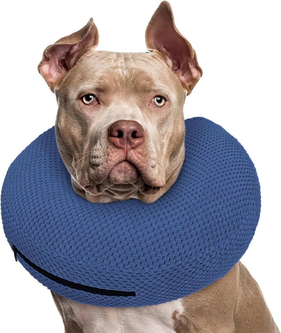 Supet Inflatable Dog Cone Collar for Dogs to Stop Licking, Dog Donut Collar After Surgery, Soft Pet Cone for Dogs XXL(Neck 18.5"-23.5")