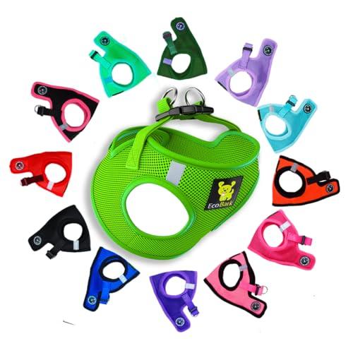 EcoBark Rapid Fastener Super Comfort Fully Adjustable Double Padded Step in Dog Harness (Small, Green)