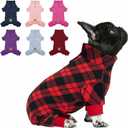 cyeollo Dog Pajamas for Small Dogs, Fleece Dog Pjs Thermal Doggie Onesie Soft Stretchy Sweaters in Cold Weather Winter Dogs Coat Pet Jammies Clothes for Puppy Female & Male, Buffalo Plaid XS (X-Small (chest Girth: 10"-12"))
