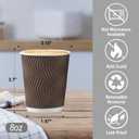 BYSNOW 150 Pack 8 oz Coffee Cups, Brown Disposable Paper Cups, Insulated Corrugated Ripple Wall Hot Beverage or Cold Drinks for Home, Party, Cafe