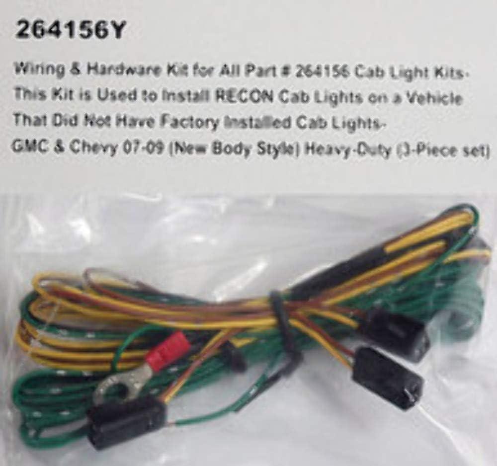 RECON Cab Light Wiring & Hardware Kit Part # 264156Y for 2007-2014 Sierra & Silverado 2500/3500 (Install Cab Lights on a Vehicle That Did Not Have Factory Installed Cab Lights)