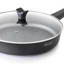 THE ROCK SOHO 12.5-Inch Non Stick Frying Pan with Lid Nothing Sticks, Never Warps, Lasts Longer, Healthy Skillet with Heat-Resistant Handle, PFOA Free, Dishwasher Safe, Black