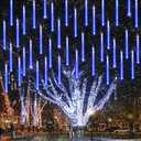 Joomer Christmas Lights Outdoor, 11.8 inch 10 Tubes 240 LED Meteor Shower Lights, LED Snow Falling Icicle Cascading Light with Timer Waterproof and Connectable for Christmas Decoration (Blue)