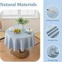 Alsoo Table Cloth for Round Table, 60 Inch Linen Textured Light Blue Table Cloth Waterproof Spill-Proof Circle TableCloths Wrinkle Free Fabric Farmhouse Table Cover for Dining Parties Buffets Holidays