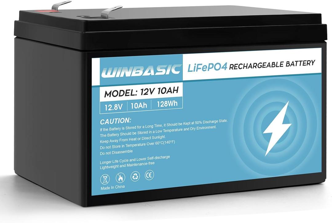12V 10Ah Lithium LiFePO4 Deep Cycle Battery, 2000+ Cycles Rechargeable Battery Compatible for Razor e200/e200s/e225/e300/mx350 Small UPS, solar/Wind Power, Built-in 10A BMS (2 PACK)