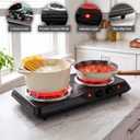 OVENTE Electric Double Burner, 1700W Coil Hot Plate, Black BGC102B