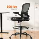 ErGear Drafting Chair, Standing Desk Chair with Flip-Up Armrests, High Desk Chair Adjustable Height, Ergonomic Tall Office Chair with Lumbar Support and Adjustable Footrest Ring, 21.06*25.20*55.12inch