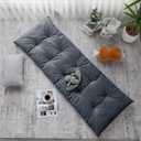 HOMBYS Floor Lounger Pillow Foldable and Tufted Design Long Floor Cushion for Yoga, Reading, Sleeping, Meditation, Elastic Band for Roll Up and Easy Storage, Machine Washable, Dark Grey, 74"x27"