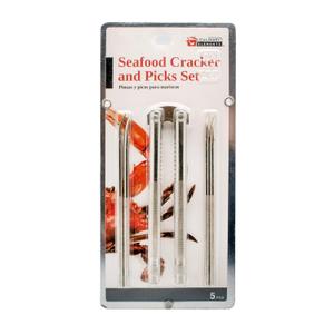 Culinary Elements Stainless Steel Seafood Cracker and Pick 5 Piece Set, Crab Leg Cracker Tools, Tool for Cracking Seafood And Picks For Picking Meat Out Of Shell, Heavy Duty & Dishwasher Safe