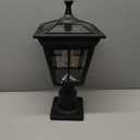 Solar Lamp Post Light, Cast Aluminium Waterproof LED Pillar Lights with Glass Outdoor Dusk to Dawn Post Light Solar Powered ST4311BQ for Pier Mount Gates Yard Pole (Black+Clear Glass)