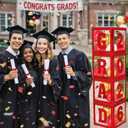 2026 Graduation Decorations - 4Pcs red Balloon Boxes with Letters 2026&Grad for Preschool Kindergarten Middle High School College Graduation Party Decorations Class of 2026, Red