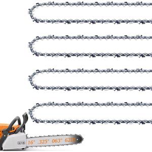 4 Pack 16 Inch Chainsaw Chain Fit Stihl .325" Pitch .063" Gauge 62 Drive Links, Replacement Chains Fit STIHL 025 MS250 MS251 MS230 MS241 and More, 26RM3 62, L62