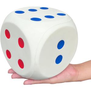 5.9 Inches Jumbo Foam Dice, A Fun-Filled, Educational Giant Toy for Game Nights and Learning Sessions (Lucky White)
