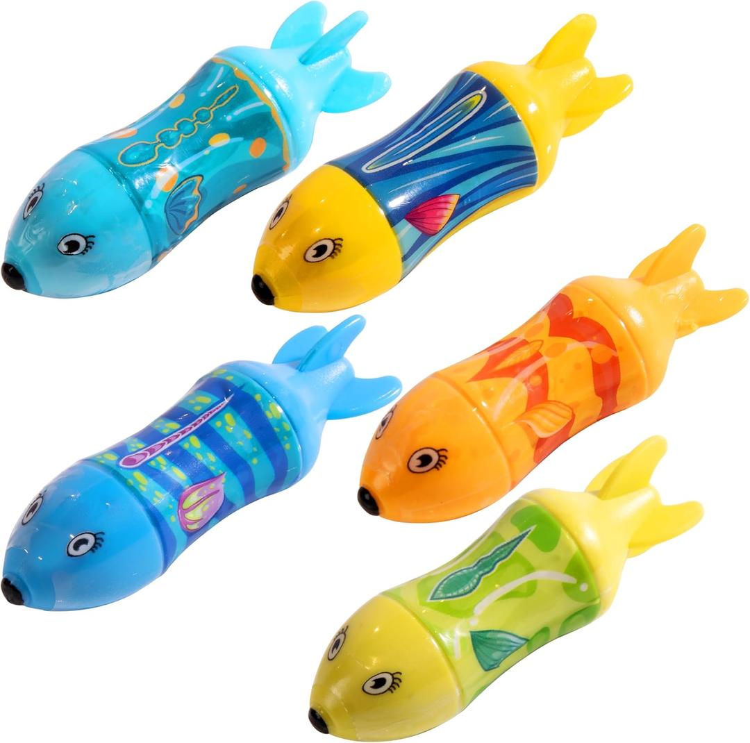 Kiddie Play Diving Pool Toys for Kids, Swimming Pool Torpedo, Shark Pool Toys 5 Pack