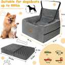 Dog Car Seat for Medium/Large Dog Booster Seat Under 60 lbs or 2 Small Dogs, Multi-Functional Pet Car Seat with Thick Cushion, 2 Safety Leashes (Gray)