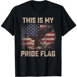 This Is My Pride Flag USA American 4th of July Patriotic T-Shirt for Women Men (Black, L)