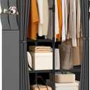 Wardrobe Closet, Quick and Easy Assembly, Gray Portable Closet with 2 Hanging Rods 4 Storage Shelves and Side 8 Pockets, Sturdy and Stable Clothes Rack with Cover, for Bedroom and Dormitory (Grey)