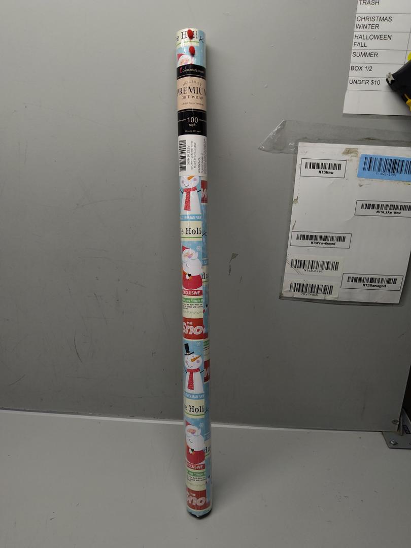 BIOBROWN Vintage Christmas Wrapping Paper Jumbo Roll with Trim Ribbon 30 Inch X 40 Feet (100 sq. ft. ttl.) Holiday News Papers Design Perfect for Christmas, Party, Xmas, Holiday Gift Wrap