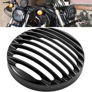 KATUR 5 3/4" Black Aluminum Headlight Grill Cover for 2004-2014 Har-ley Sportster XL 883 1200