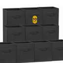 Criusia Storage Cubes, 11 Inch Clothes Storage Bins for Shelves Closet (10 Pack), Fabric Collapsible Storage Bins with Dual Handles, Cubby Storage Baskets Boxes, College Dorm Room Essentials (Black)