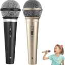 Fake Microphone, 2 Pack Microphone Props, Black and Champagne Color, Fake Microphones for Stage Performance, Photography, Party Decor