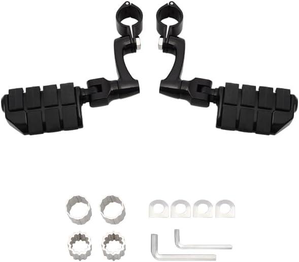 FOVPLUE Motorcycle Highway Footpegs,Highway Peg for Harley Touring Softail Dyna Sportster Honda Kawasaki Suzuki Yamaha Indian Victory w/ 25-35mm,1'',1.25'',1.3'' Engine Guards/Tubing,Gloss Black