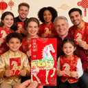 9 x Red Envelopes Chinese New Year Of The Horse 2026,, Lucky Money Envelopes For Lunar New Year,Heavy Duty Li Xi Hongbao With 6 Gold Embossed Patterns Colorful 36Pcs Large Glitter