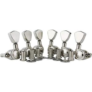 Guyker Guitar Locking Tuners (3L + 3R Handed) - 1:21 Models Rear Lock String Tuning Key Pegs Machine Head with Trapezium Handle Replacement for Electric, Folk or Acoustic Guitars - Nickel