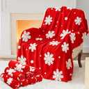 8 Set Christmas Throw Blanket Bulk 50 x 60 Inch 3D Textured Warm Faux Fleece Bed Blanket for Christmas Winter Home Decoration Bedding Couch Soft Gifts (Red, Snowflake)