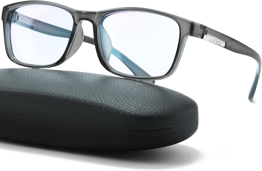 Anti Blue Light Glasses Men, Mens Blue Light Glasses With UV400 Protection, Fake Glasses For Computer Eye Strain (Dark Grey)