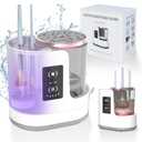 Electric Makeup Brush Cleaner Machine With Makeup Brush Dryer-Holder-Portable Automatic USB Cosmetic Brushes Cleaner Tool for All Size Beauty Makeup Brush Set,Eyeshadow, Blush Brush (White)