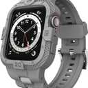 GELISHI Bands Compatible for Apple Watch Band 41mm 40mm 38mm, Men Sport Rugged Band with Protective Case for Watch Series 9 8 7/Series 6 SE 5 4 3 (Grey)