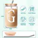 3 x Gifts for Women, Personalized Monogrammed Gifts for Sister Mom Friend Wife, Birthday & Ideas 2024 - Cute Iced Coffee Glass Cups with Lids & Straws
