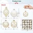 16PCS Shatterproof Christmas Ball Ornaments Set, Hand-Painted Holiday Decor with Assorted Sizes & Designs for Christmas Tree Thanksgiving Party Decoration, Gold-White