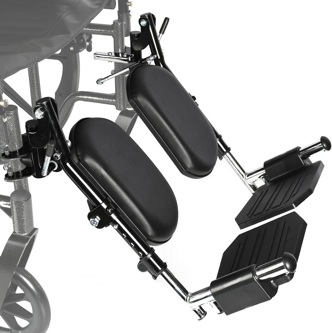 Universal Wheelchair Footrest with Comfort Foam Cushion - Adjustable Lift & Extendable Anti-Slip Foot Plate, Foldable Quick Release for Transport Chairs (Black 1 Pair) LK3JELR T94 Models Compatible